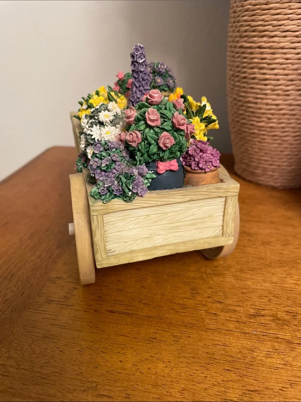 Vintage 1996 San Francisco Music Box Company Resin Flower Cart or Wagon Figure